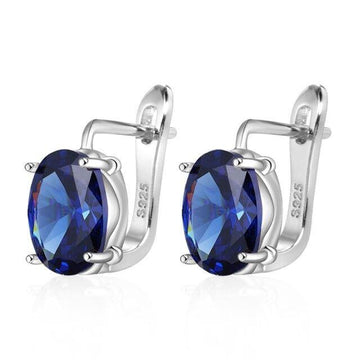 New Oval Dark Blue Natural Zircon Women Fashion Gold Color Bohemia Cute Earrings - The Jewellery Supermarket